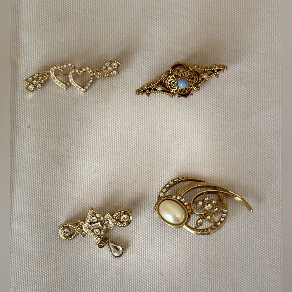 1928 Set of Four Brooches/Pins Vintage, Romantic, Antique Design Edwardian Style - Picture 9 of 10